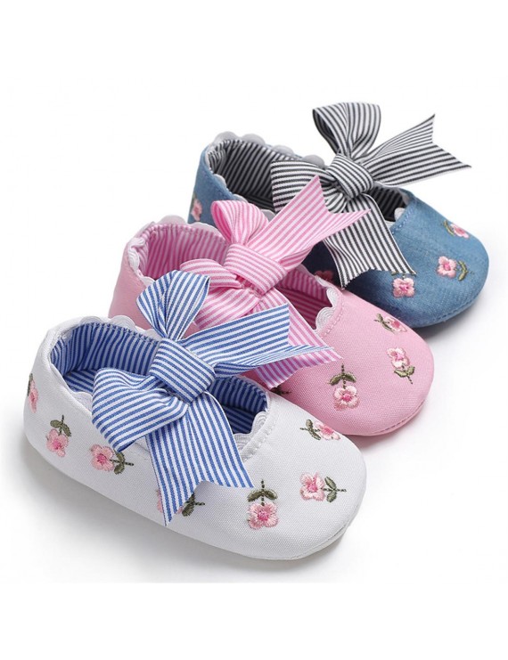 Spring, summer and autumn soft sole 0-1 year old baby embroidered toddler shoes princess shoes pink inside length 11CM 30 grams