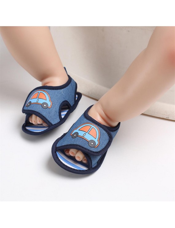 Summer 0-1 year old baby silicone sole Velcro skid shoe blue 13CM/ 39g