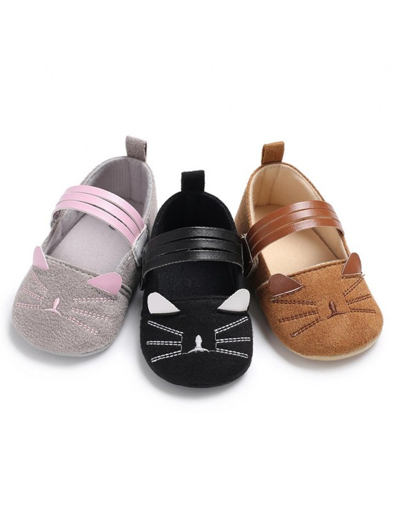 Spring and autumn style 0-1 year old cartoon shoes thin silicone soft sole anti-slip baby walking shoes black 12CM 35g