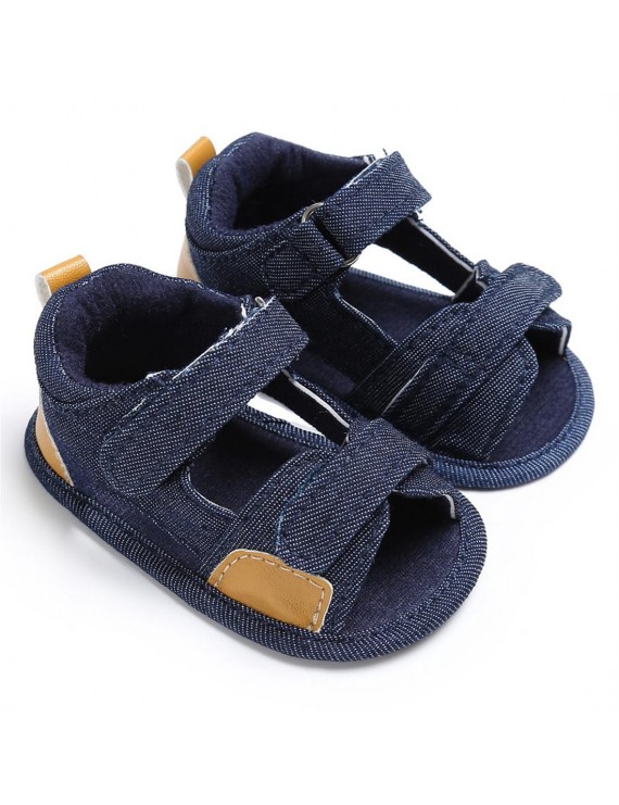 Baby shoes summer 0-1 year old soft soled Velcro perforated breathable baby sandals light blue 12CM/ 40g