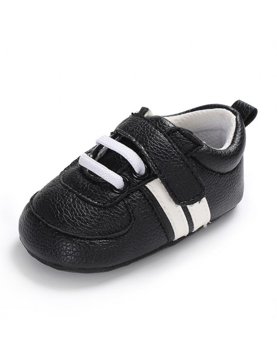 Four seasons 0-1 year old baby shoes soft sole PU casual baby shoes black 12CM 58g