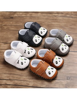 Spring and autumn 0-1 year old baby cartoon panda toddler shoes rubber shoes brown 12CM/76 grams of non-slip shoes