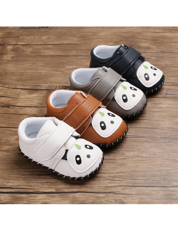 Spring and autumn 0-1 year old baby cartoon panda toddler shoes rubber shoes brown 12CM/76 grams of non-slip shoes