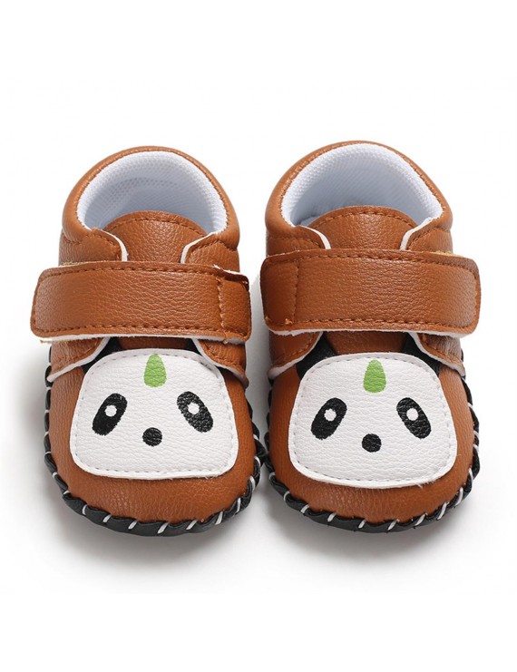 Spring and autumn 0-1 year old baby cartoon panda toddler shoes rubber shoes brown 12CM/76 grams of non-slip shoes