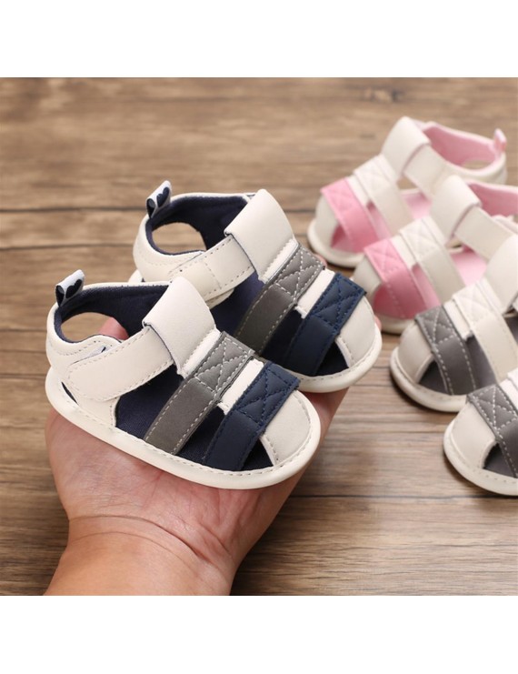 Summer soft soles 0-1 year old baby shoes, soft soles, cloth soles, non-slip, breathable toddler shoes, white and grey, with an inner length of 11cm