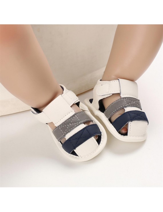 Summer soft soles 0-1 year old baby shoes, soft soles, cloth soles, non-slip, breathable toddler shoes, white and grey, with an inner length of 11cm