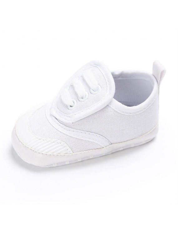 Spring and autumn style 0-1 year old baby soft sole leisure canvas shoes white 13cm