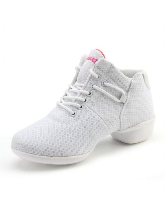 Soft Bottom Breathable Dance Shoes With Net Vamps Increased Dance Sneakers