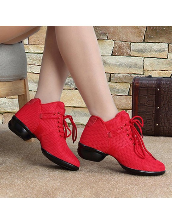 Soft Bottom Breathable Dance Shoes With Net Vamps Increased Dance Sneakers