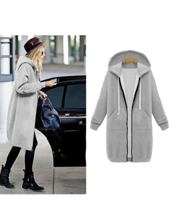 Women Plus Size Warm Hoodie Casual Loose Sweatshirt Coat Velvet Fashion Outwear