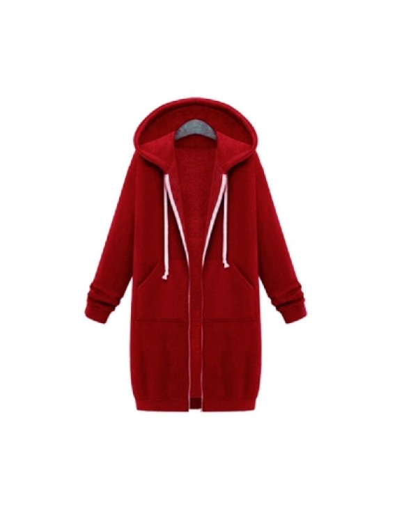 Women Plus Size Warm Hoodie Casual Loose Sweatshirt Coat Velvet Fashion Outwear