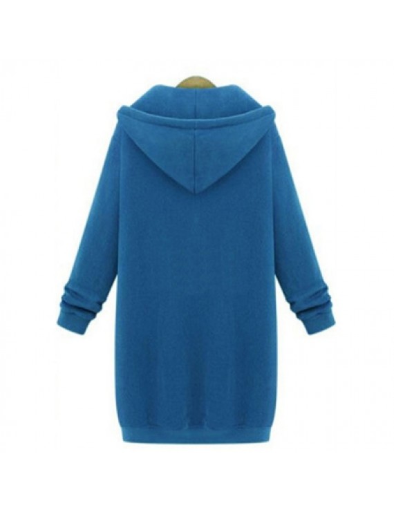 Women Plus Size Warm Hoodie Casual Loose Sweatshirt Coat Velvet Fashion Outwear