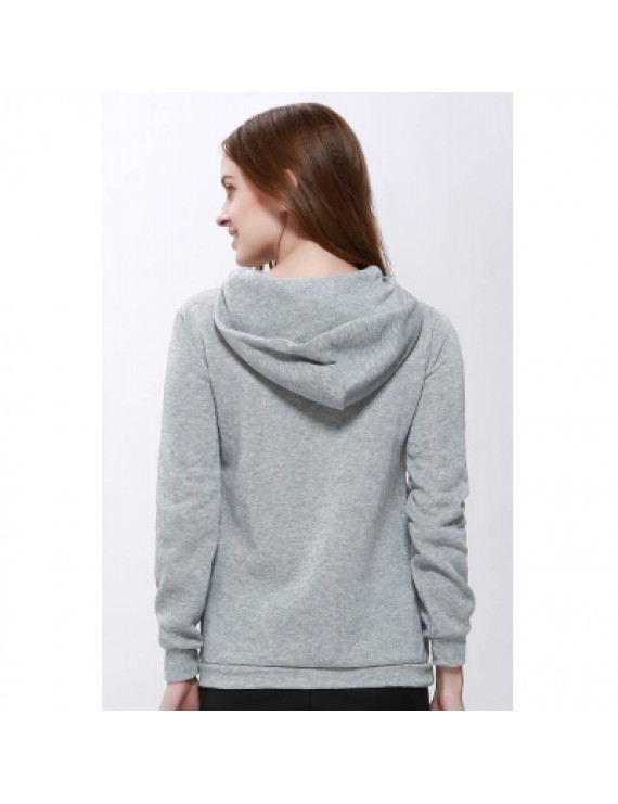 Solid Color Long Sleeve Hoodie For Women