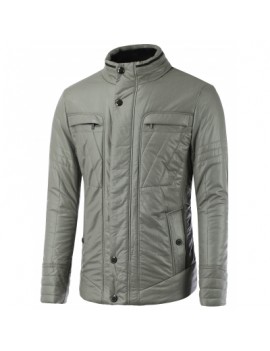 Zippered Buckled Texture Padded Jacket