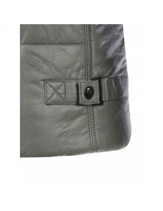 Zippered Buckled Texture Padded Jacket