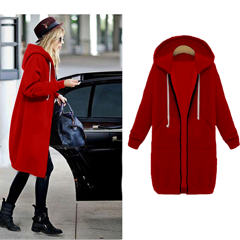 Women Plus Size Warm Hoodie Casual Loose Sweatshirt Coat Velvet Fashion Outwear